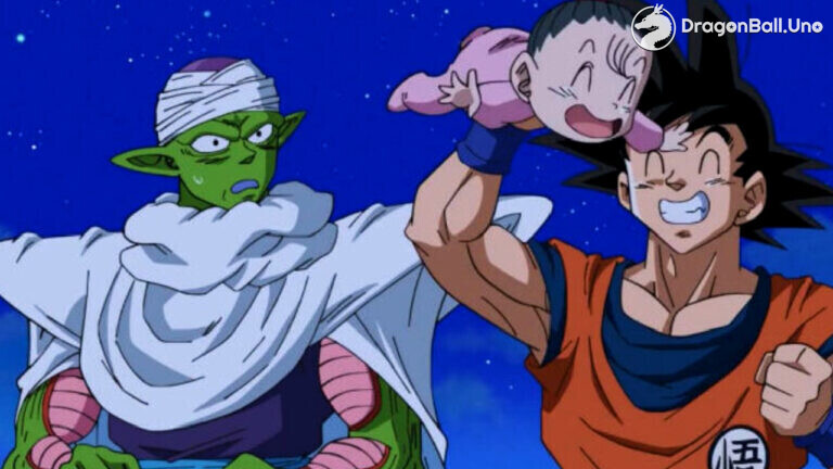 Piccolo y Gokú cuidando a Pan